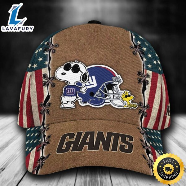 Personalized New York Giants Snoopy USA Flag All Over Print 3D Classic Cap