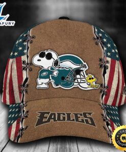Personalized Philadelphia Eagles Snoopy USA Flag All Over Print 3D Classic Cap