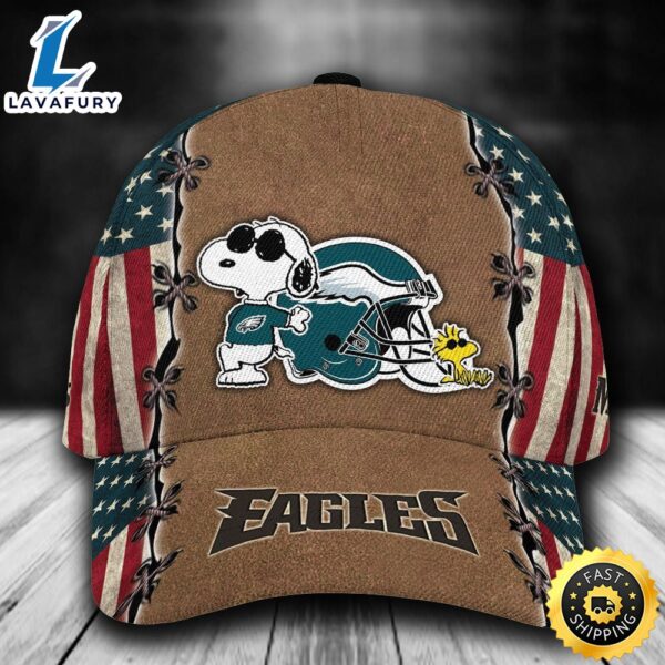 Personalized Philadelphia Eagles Snoopy USA Flag All Over Print 3D Classic Cap