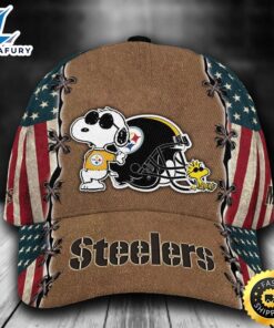 Personalized Pittsburgh Steelers Snoopy USA Flag All Over Print 3D Classic Cap