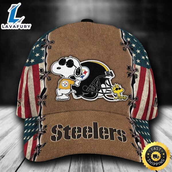 Personalized Pittsburgh Steelers Snoopy USA Flag All Over Print 3D Classic Cap