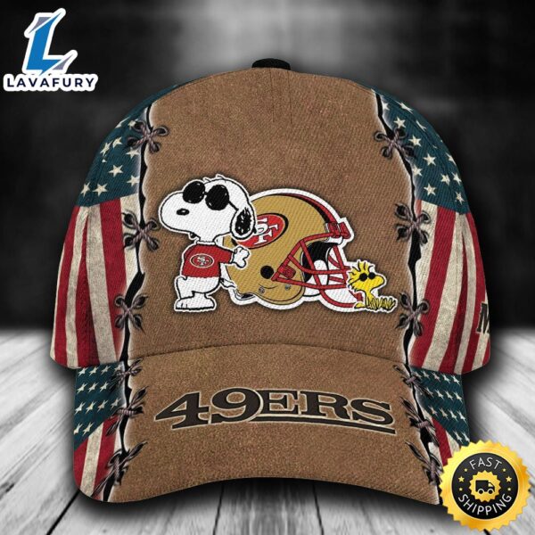 Personalized San Francisco 49Ers Snoopy USA Flag All Over Print 3D Baseball Cap