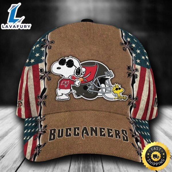 Personalized Tampa Bay Buccaneers Snoopy USA Flag All Over Print 3D Baseball Cap