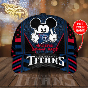 Personalized Tennessee Titans Mickey Mouse Haters Gonna Hate All Over Print 3D Classic Baseball CapHat – Black Blue-TPH