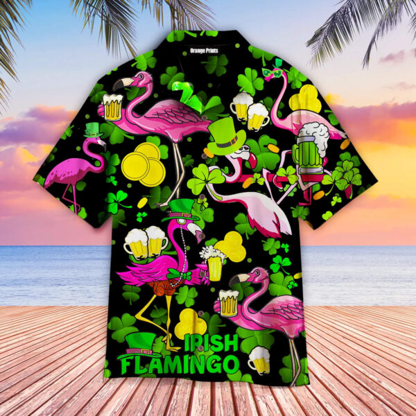 Pink Flamingo And Beer St Patricks Day Hawaiian Shirt For