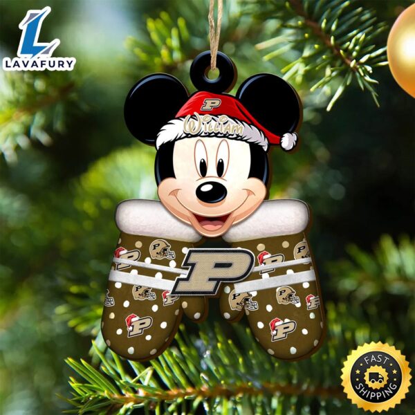 Purdue Boilermakers Team And Mickey Mouse NCAA With Glovers Wooden Ornament Personalized Your Name