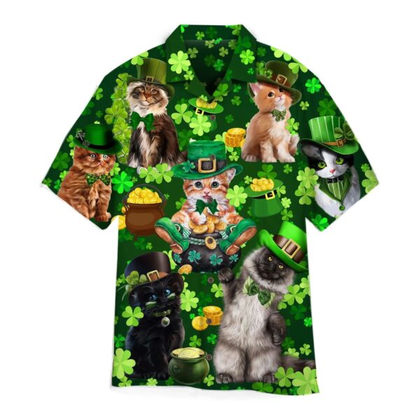Saint Patricks Day Cats Featured Hawaiian Shirt