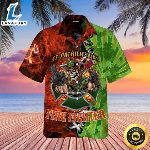 Skull Firefighter St Patrick’s Day Trendy Hawaiian Shirt