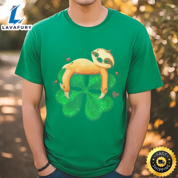 Sloth Four Leaf Clover Shamrock St. Saint Patrick’s Day T-Shirt