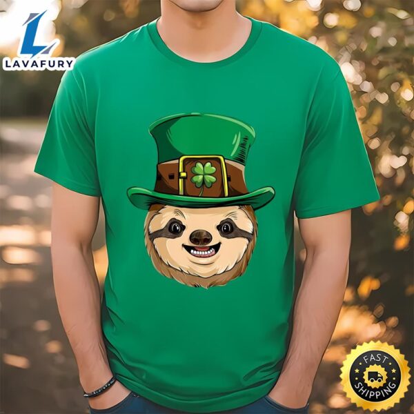 Sloth St Patricks Day T shirt Boys Kids Leprechaun On Men’s T-Shirt