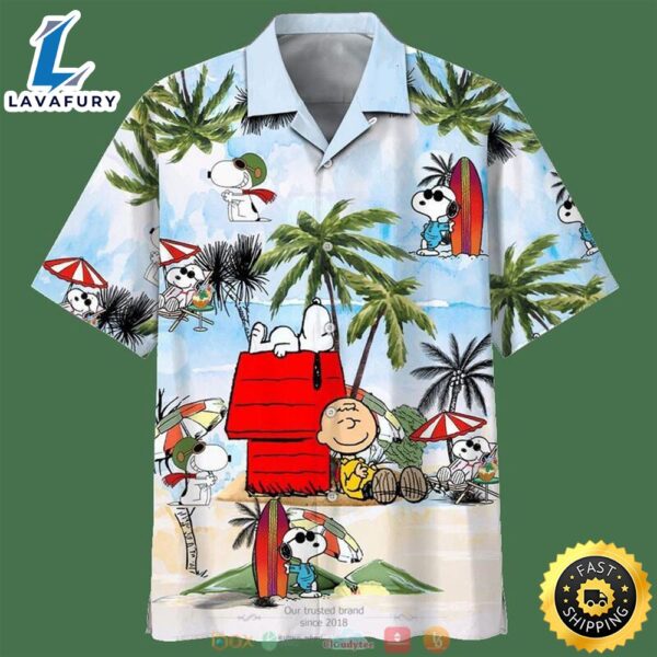 Snoopy And Charlie Brown Friends Summer Light Blue Hawaiian Shirt