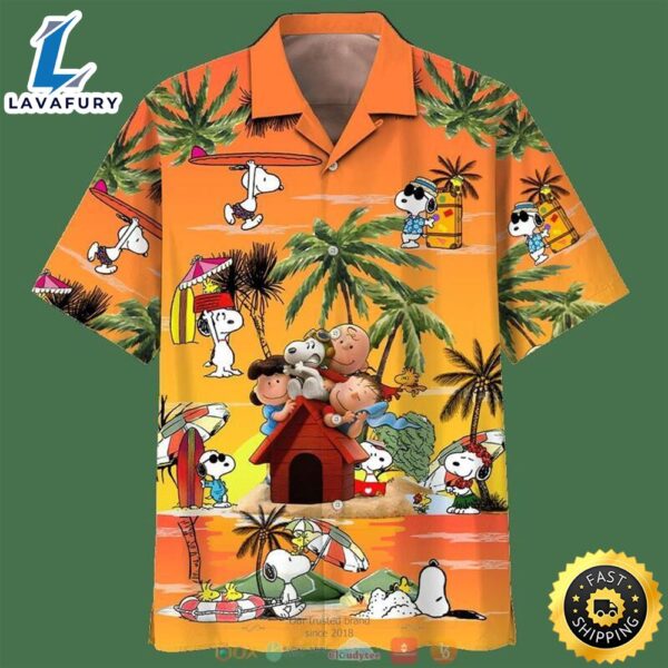 Snoopy And Charlie Brown Friends Summer Sunset Beach Hawaiian Shirt