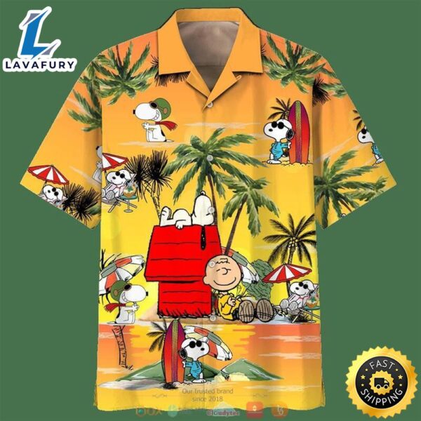 Snoopy And Charlie Brown Summer Sunset Beach Hawaiian Shirt