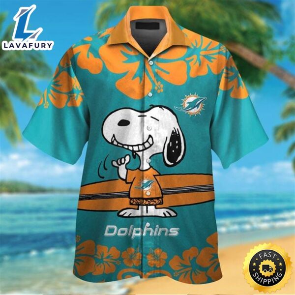 Snoopy And Surfboard Miami Dolphins Hawaiian Shirt