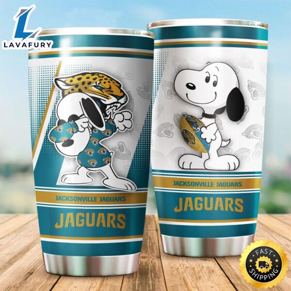 Snoopy Jacksonville Jaguars NFL Football Teams Big Logo 9 Gift For Fan Travel Tumbler