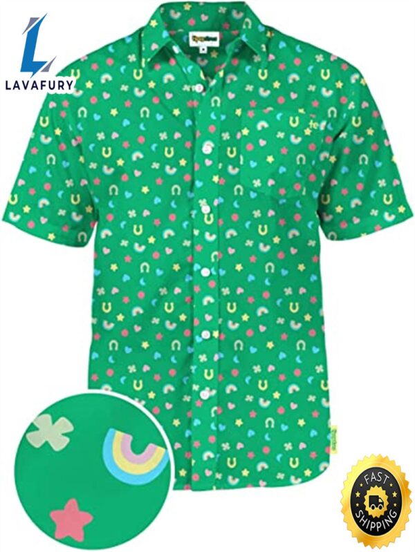 St.Patrick’s Day Irish Green Charmer Aloha Hawaiian Beach Summer Graphic Prints Button Up Shirt