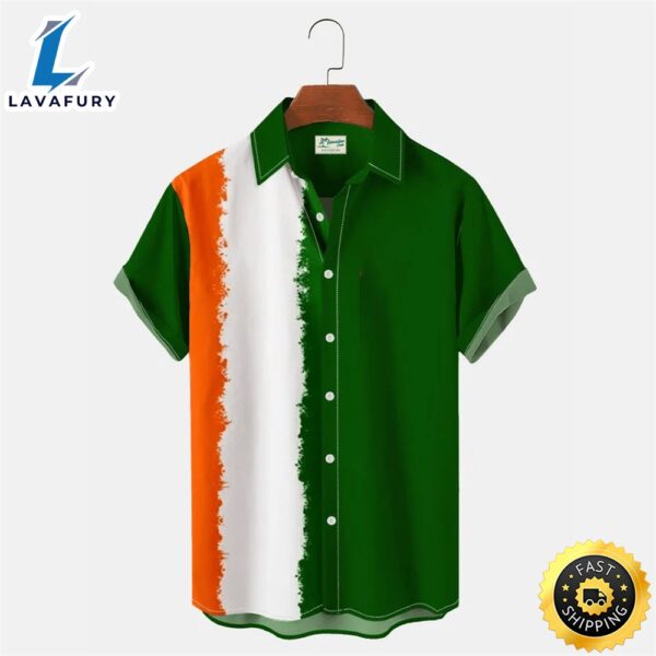 St. Patrick’s Day Irish Green Shamrock Hawaiian Men’s Short Sleeve Shirt, Trendy Hawaiian Shirt For Men And Women