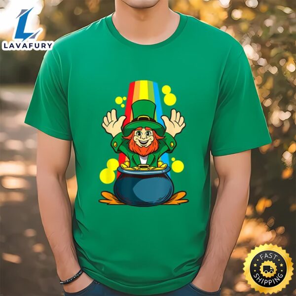 St. Patricks Day Leprechaun And Pot Of Goldcoins T-shirt
