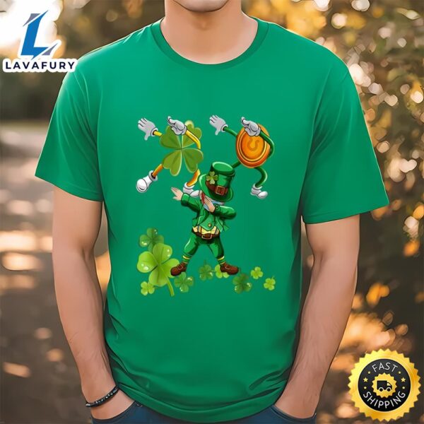 St Patricks Day Dabbing-Leprechaun Mask Shamrock T-Shirt