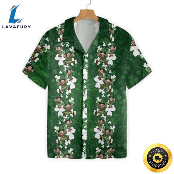 St Patricks Day Hawaii Shirt Leprechauns Pattern Green Aloha Shirt St Patricks Day Hawaiian Shirt