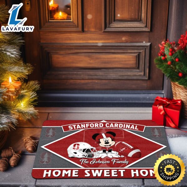 Stanford Cardinal Doormat Custom Your Family Name Sport Team And Mickey Mouse NCAA Doormat