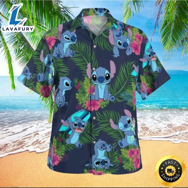 Stitch Disney Palm Leaves Pattern All Over Print Hawaiian Shirt