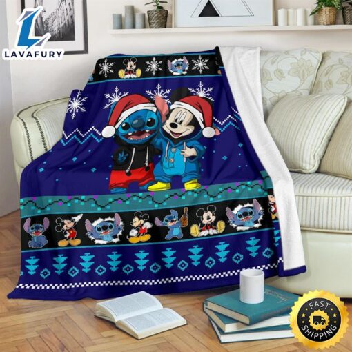 Stitch Mickey Christmas Blanket Amazing Gift Idea Fans