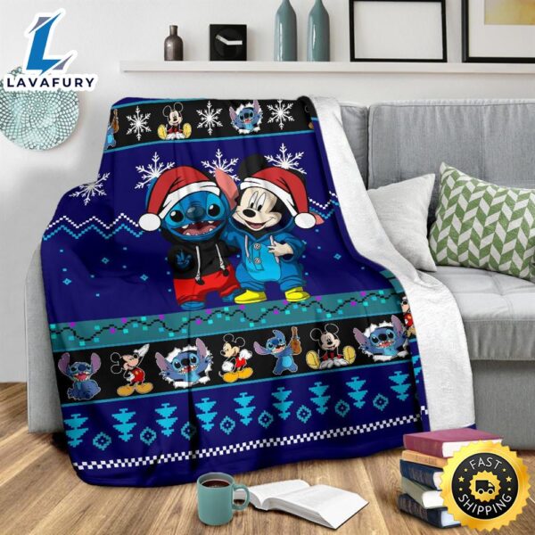 Stitch Mickey Christmas Blanket Amazing Gift Idea Fans