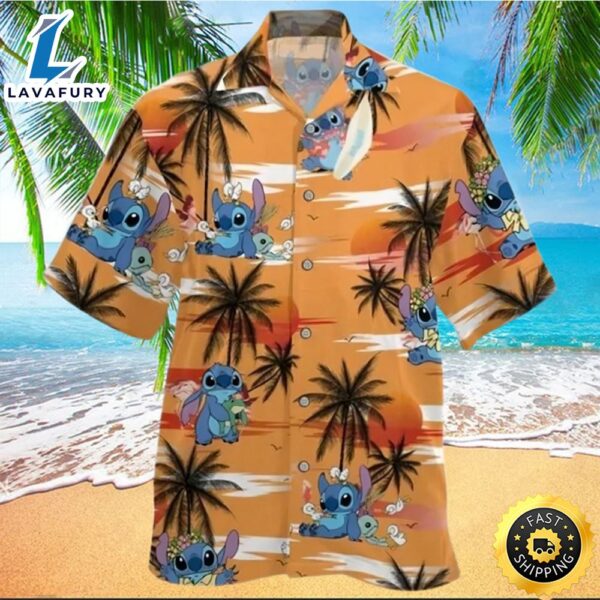 Stitch Ohana Surfing Orange Beach Disney Cruise 2024 Disney Hawaiian Shirt