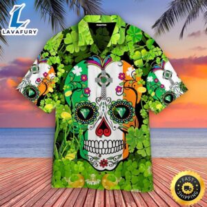 Sugar Skull Saint St Patricks Day Hawaiian Shirt For