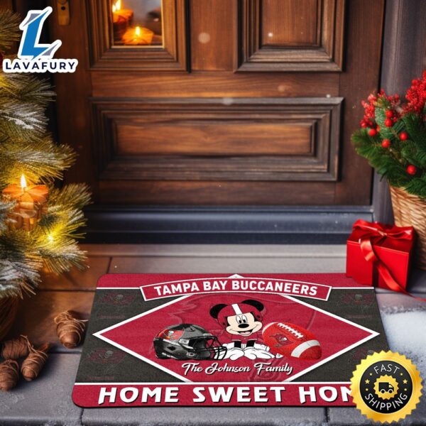 Tampa Bay Buccaneers Doormat Custom Your Family Name Sport Team And Mickey Mouse NFL Doormat