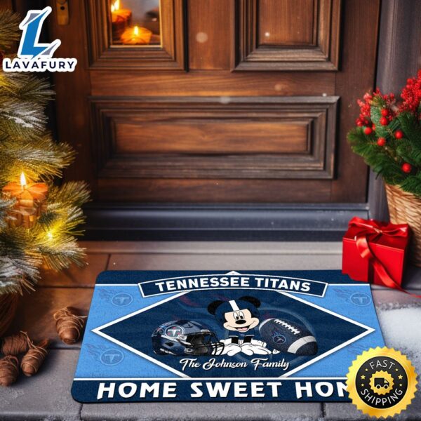 Tennessee Titans Doormat Custom Your Family Name Sport Team And Mickey Mouse NFL Doormat
