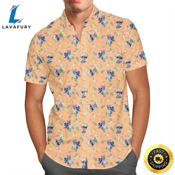 Tropical Flower Pattern And Disney Stitch Hawaiian Shirt