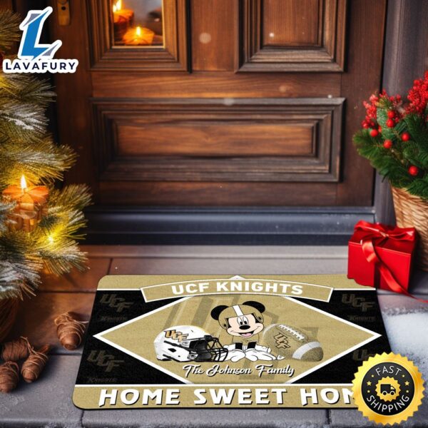 UCF Knights Doormat Custom Your Family Name Sport Team And Mickey Mouse NCAA Doormat