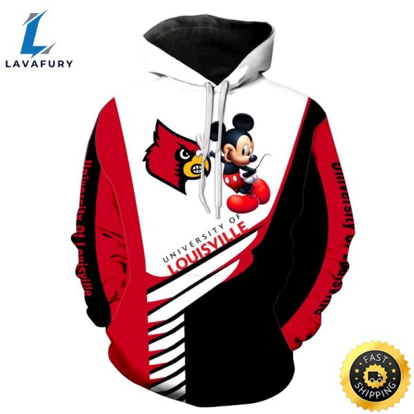 University of Louisville Mickey Mouse 3D Full Over Print Shirt
