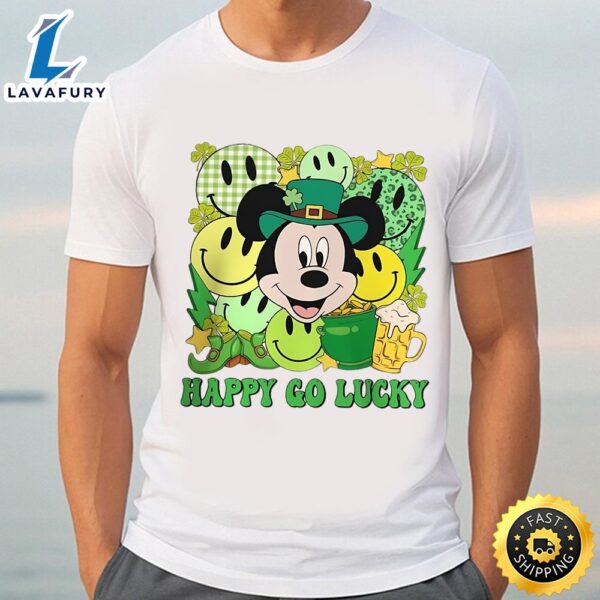 Vintage Mickey Happy Go Lucky Disney St Patricks Day Shirt