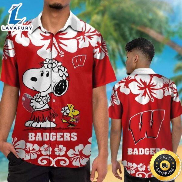 Wisconsin Badgers & Snoopy Hawaiian Shirt