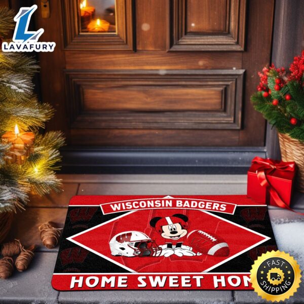 Wisconsin Badgers  Sport Team And Mickey Mouse NCAA Doormat