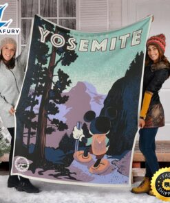 Yosemite National Park Mickey Fleece Blanket Camping Fans 1