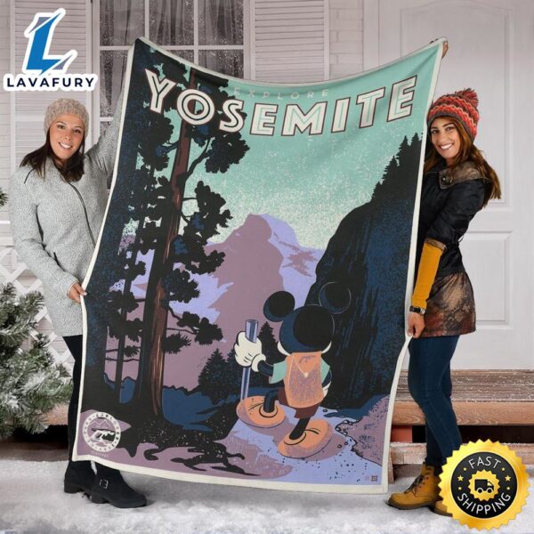 Yosemite National Park Mickey Fleece Blanket Camping Fans