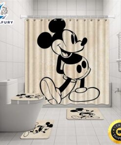 4pcs Minnie & Mickey Shower Curtain