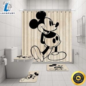 4pcs Minnie & Mickey Shower Curtain