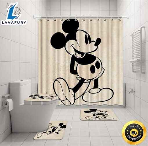 4pcs Minnie & Mickey Shower Curtain