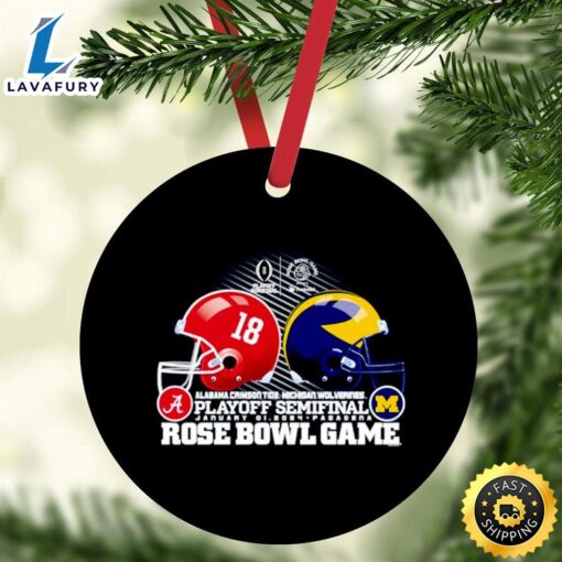 Alabama Crimson Tide Vs. Michigan Wolverines Playoff Semifinal 2024 Rose Bowl Game Ornament