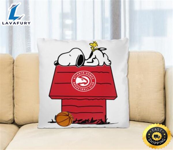 Atlanta Hawks NBA Basketball Snoopy Woodstock The Peanuts Movie Pillow Square Pillow