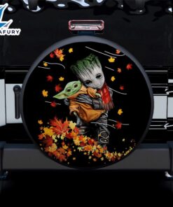 Baby Groot Hold Baby Yoda Autumn Car Spare Tire Covers Gift For Campers – Nearkii