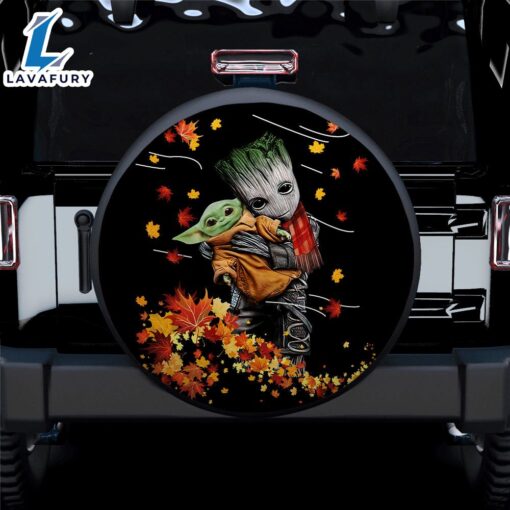 Baby Groot Hold Baby Yoda Autumn Car Spare Tire Covers Gift For Campers – Nearkii