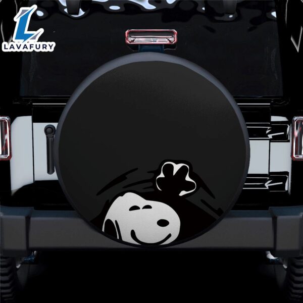 Black Snoopy Peek A Boo Funny Jeep Car Spare Tire Covers Gift For Campers