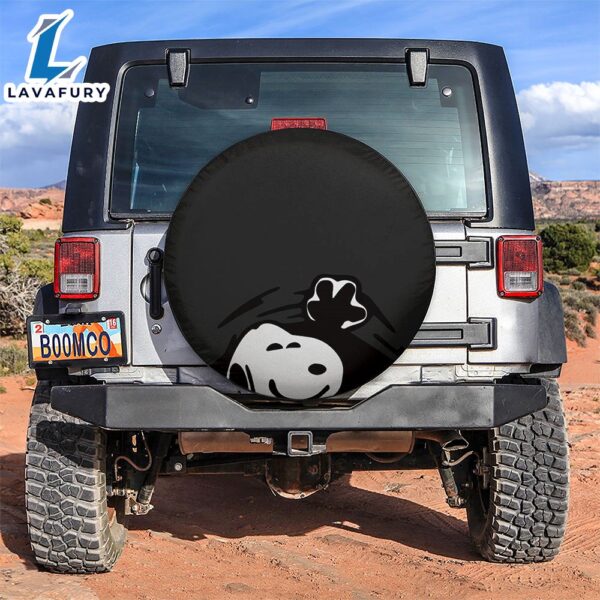Black Snoopy Peek A Boo Funny Jeep Car Spare Tire Covers Gift For Campers