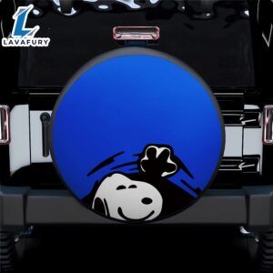 Blue Snoopy Peek A Boo Funny Jeep Car Spare Tire Covers Gift For Campers